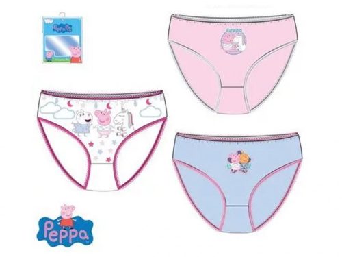 Peppa malac gyerek fehérnemű, bugyi 3 darab/csomag - Rózsaszín, Mintás, Kék - 6-8 éveseknek