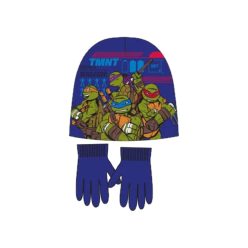   Tini Nindzsa Teknőcök Power Squad gyerek sapka + kesztyű szett 52 cm - Kék