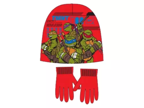 Tini Nindzsa Teknőcök Power Squad gyerek sapka + kesztyű szett 54 cm - Piros