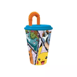 Pokémon Battle szívószálas pohár, műanyag 430 ml