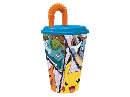 Pokémon Elements szívószálas pohár, műanyag 430 ml