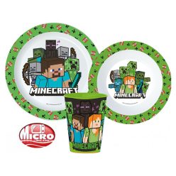   Minecraft Creeper étkészlet, micro műanyag szett, pohárral 260 ml