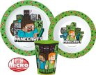 Minecraft Creeper étkészlet, micro műanyag szett, pohárral 260 ml