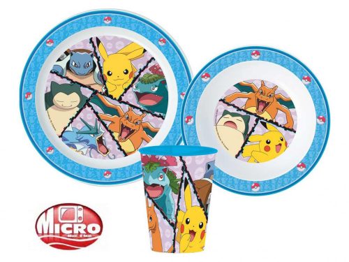 Pokémon étkészlet, micro műanyag szett, pohárral 260 ml