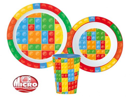 Bricks, Lego mintázatú étkészlet, micro műanyag szett