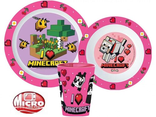 Minecraft Girls étkészlet, micro műanyag szett, pohárral 260 ml