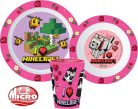 Minecraft Girls étkészlet, micro műanyag szett, pohárral 260 ml