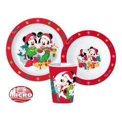   Disney Minnie and Mickey Karácsonyi étkészlet, micro műanyag szett, pohárral 260 ml