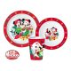 Disney Minnie and Mickey Karácsonyi étkészlet, micro műanyag szett, pohárral 260 ml