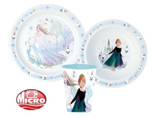 Disney Jégvarázs Royally Cool Karácsonyi étkészlet, micro műanyag szett, pohárral 260 ml