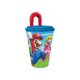 Super Mario Mushroom Kingdom szívószálas pohár, műanyag 430 ml