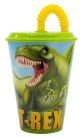 Dinoszaurusz T-Rex szívószálas pohár, műanyag 430 ml