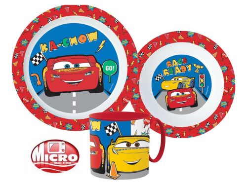 Disney Verdák Lets Race étkészlet, micro műanyag szett bögrével 265 ml