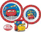 Disney Verdák Lets Race étkészlet, micro műanyag szett bögrével 265 ml