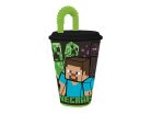 Minecraft Creeper szívószálas pohár, műanyag 430 ml