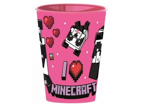 Minecraft mikrózható műanyag pohár 260 ml - Rózsaszín