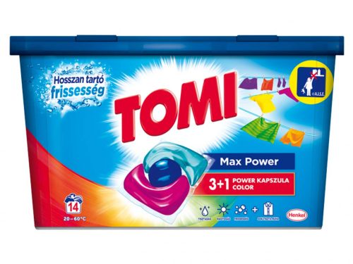 Tomi 3+1 Max Power mosógél kapszula 14db - Színes ruhákhoz