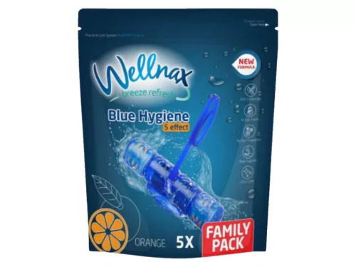 Wellnax Breeze Refresh 5 Effekt Blue Hygiene WC frissítő 5X50g - Narancs