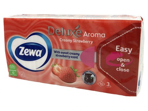 Zewa Deluxe Aroma papírzsebkendő 3 rétegű 90 db - Creamy Strawberry