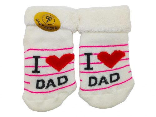 I Love Dad vastag baba zokni 0-12hó - Csíkos - Fehér