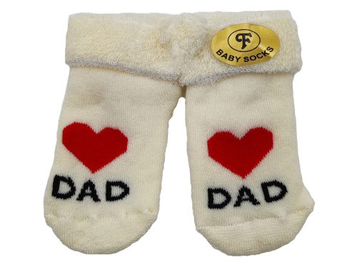 Love Dad vastag baba zokni 0-12hó - Bézs
