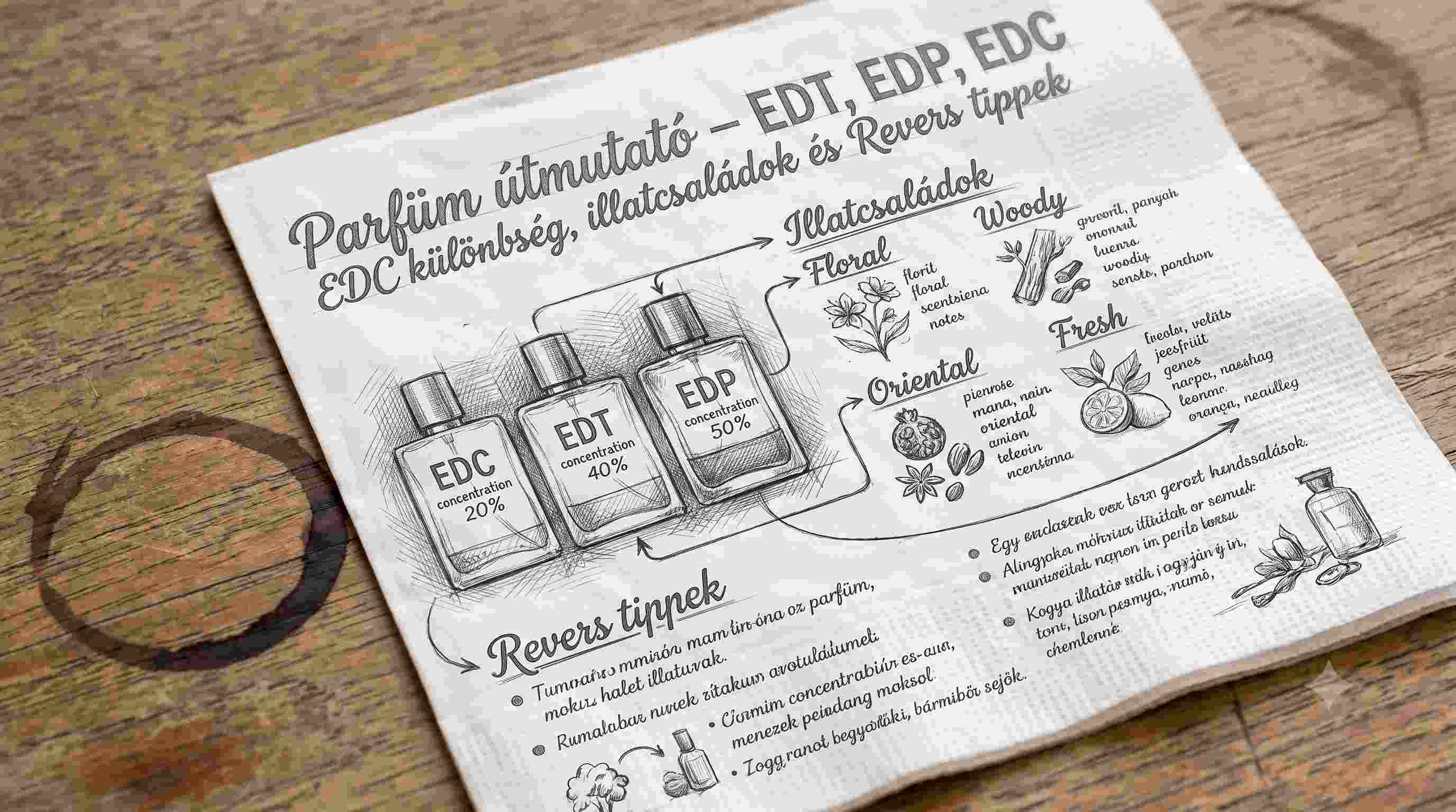 Parfüm útmutató – EDT, EDP, EDC különbség, illatcsaládok és Revers tippek